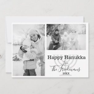 Happ Hanukka familie 2 Foto zwart wit Feestdagenkaart