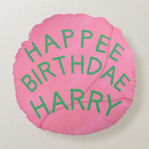 Happe Birthdae Cake Pouf Pillow Rond Kussen
