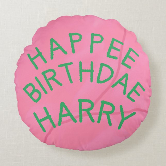 Happe Birthdae Cake Pouf Pillow Rond Kussen (Voorkant)