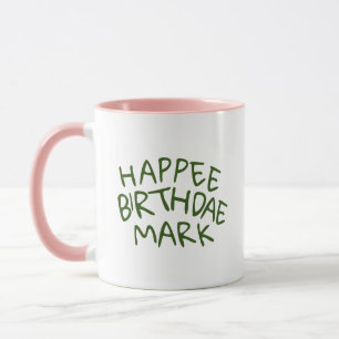 Happee Verjaardag Naam met Groene Tekst Mok