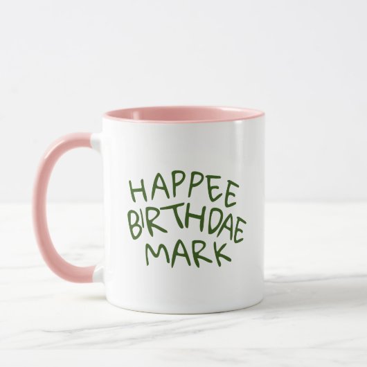 Happee Verjaardag Naam met Groene Tekst Mok (Links)