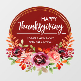 Happelijk Thanksgiving Bloemengrans Krans Raam Sti Raamsticker