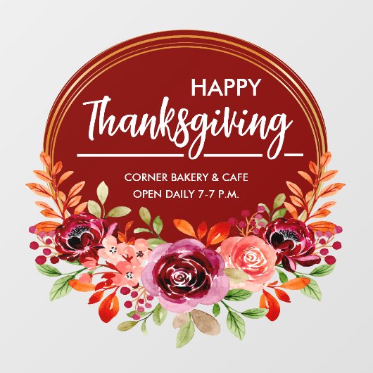 Happelijk Thanksgiving Bloemengrans Krans Raam Sti Raamsticker (Vel)