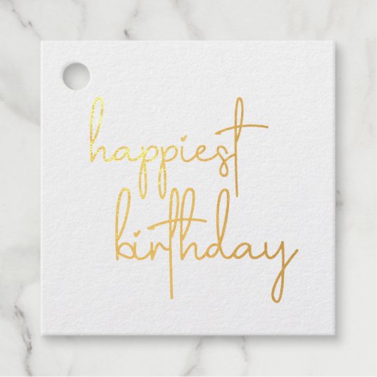 Happiest Birthday Trendy Script Bedankjes Labels (Voorkant)