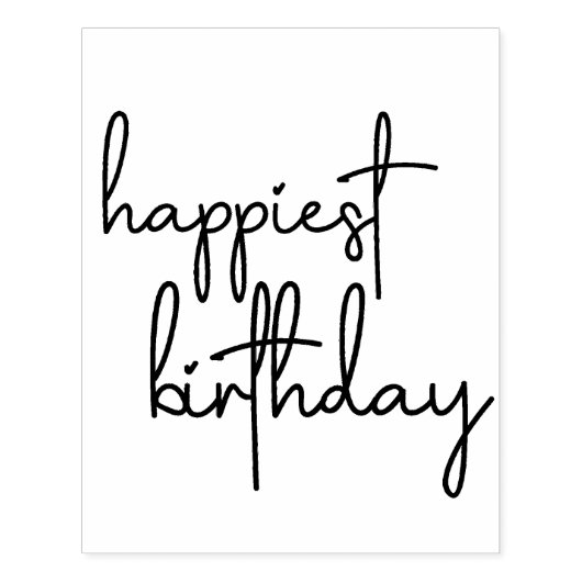Happiest Birthday Trendy Script Rubberstempel (Afrduk)