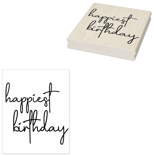 Happiest Birthday Trendy Script Rubberstempel (Gestempeld)
