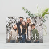 Happiest feestdagen eenvoudig leuk script foto gro feestdagenkaart (Staand voorkant)