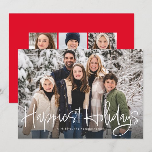 Happiest feestdagen eenvoudig leuk script foto roo feestdagenkaart (Voorkant / Achterkant)