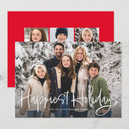 Happiest feestdagen eenvoudig leuk script foto roo feestdagenkaart