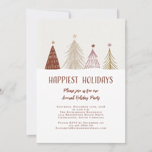 Happiest Feestdagen Elegant Holiday Party Feesteli Kaart (Voorkant)