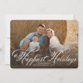Happiest Feestdagen Fancy Wit Script Classic Foto Feestdagenkaart (Voorkant)