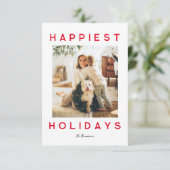 Happiest Feestdagen minimalistische fotokaart - ro Aankondiging (Staand voorkant)