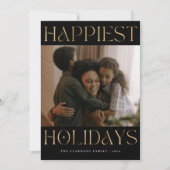 Happiest Feestdagen Modern Goud & Zwart Feestdagenkaart (Voorkant)