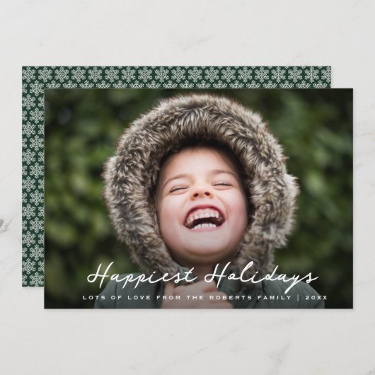 Happiest feestdagen Modern kerstkaart (Voorkant / Achterkant)