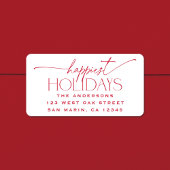 Happiest Holidays Elegant Christmas Return Address Etiket