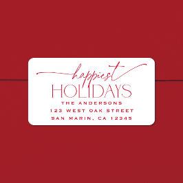 Happiest Holidays Elegant Christmas Return Address Etiket