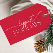 Happiest Holidays Elegant Typography Christmas  Cadeaulabel