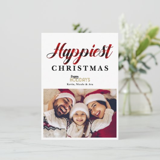 HAPPIEST-kerstkaart met rode speldenfeestdag Kaart (Staand voorkant)