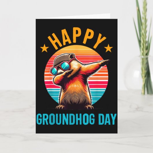 Happige Groundhog Day Dabbing Grond Hog Kinderen G Kaart (Voorkant)