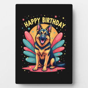 Happige verjaardagsfeest Duitse Herdershond Shep C Fotoplaat