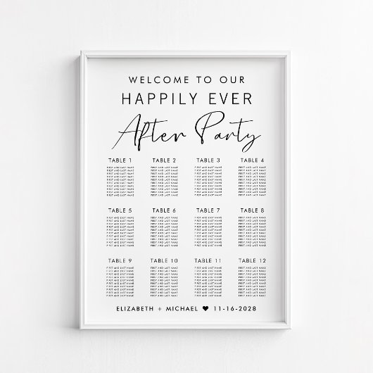 Happily Ever After 12 Tafel Trouwzaalstoelindeling Poster