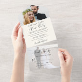 Happily Ever After 2 Foto Bruiloftsreceptie All In One Uitnodiging (Afscheurbaar)