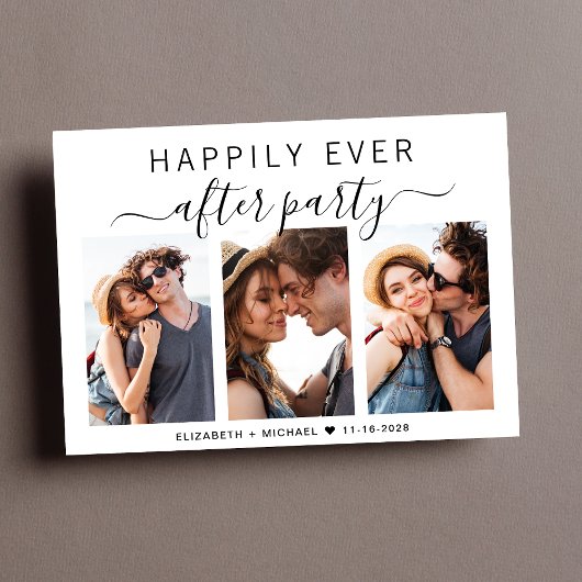 Happily Ever After 3 Foto's Bruiloftsreceptie Kaart