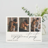 Happily Ever After 4 Photo Cream Engagement Party Kaart (Staand voorkant)