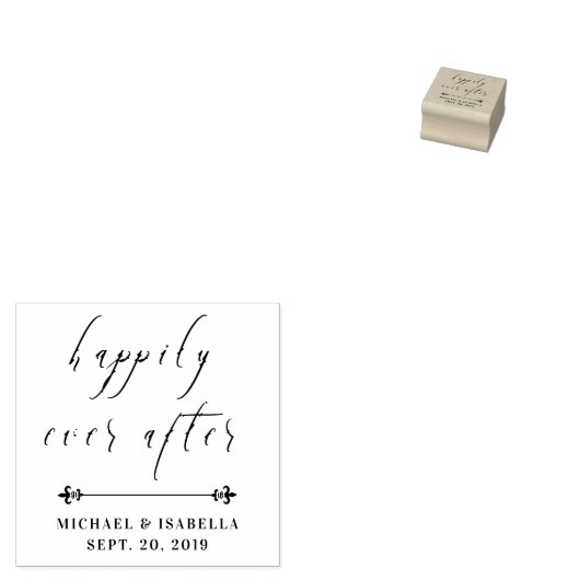 Happily Ever After | Aangepaste bruiloft typografi Rubberstempel (Gestempeld)