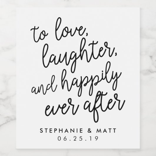 Happily Ever After | Aangepaste bruiloft Wijn Etiket (Enkel label)