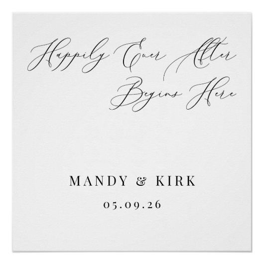 Happily Ever After Begins Here Wedding Backdrop  Perfect Poster (Voorkant)