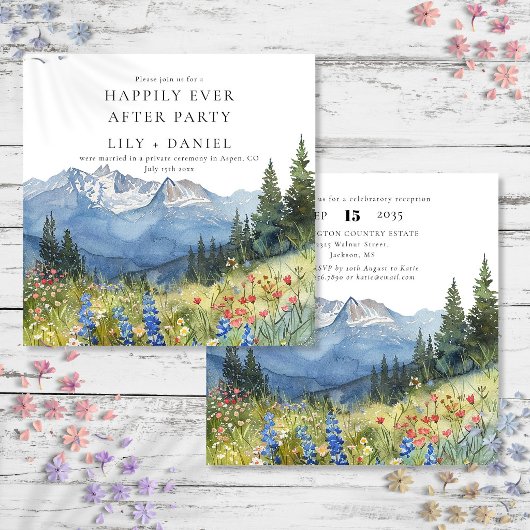 Happily Ever After Berg Bloemen Bruiloft Kaart