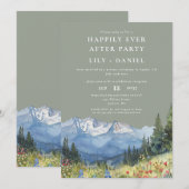 Happily Ever After Berg Bloemige Salie Bruiloft Kaart (Voorkant / Achterkant)