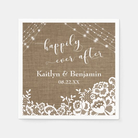 Happily Ever After beroemd gemaakt door Burlap Lig Servet (Voorkant)