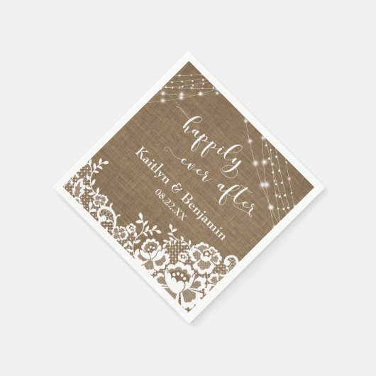 Happily Ever After beroemd gemaakt door Burlap Lig Servet (Hoek)