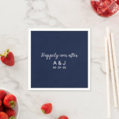 Happily Ever After Blauw Witte Monogram Bruiloft Servet (Insitu)