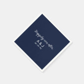 Happily Ever After Blauw Witte Monogram Bruiloft Servet (Hoek)