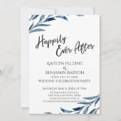 Happily Ever After Blue Bladeren Ontvangst-alleen Kaart (Voorkant)