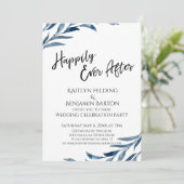 Happily Ever After Blue Bladeren Ontvangst-alleen Kaart (Staand voorkant)