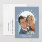 Happily Ever After Boogfoto Bruiloftsreceptie Aankondigingskaart (Voorkant / Achterkant)