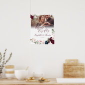 Happily Ever After Bordeaux Navy Bloemen Foto Poster (Keuken)