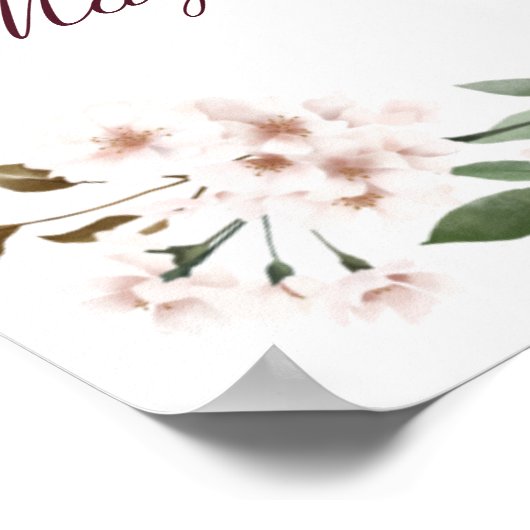 Happily Ever After Bordeaux Navy Bloemen Foto Poster (Hoek)