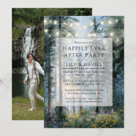 Happily Ever After Boslichten Trouwfoto Kaart