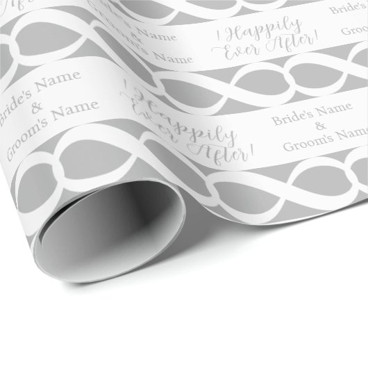 Happily Ever After! Bruid & Bruidegom Zilver op Wi Cadeaupapier (Rol Hoek)