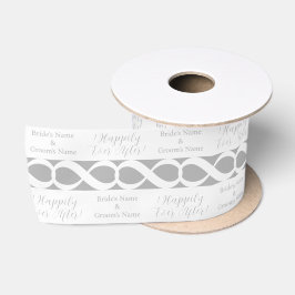 Happily Ever After! Bruid Bruidegom Zilver Wit, Sc Satijnen Lint