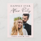 Happily Ever After Bruiloftsfeest Foto Roze Aankondigingskaart (Voorkant)