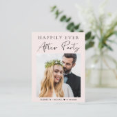 Happily Ever After Bruiloftsfeest Foto Roze Aankondigingskaart (Staand voorkant)