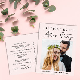 Happily Ever After Bruiloftsfeest Foto Roze Aankondigingskaart
