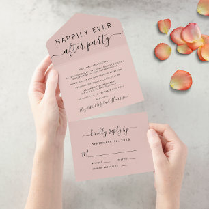 Happily Ever After Bruiloftsreceptie Blush All In One Uitnodiging