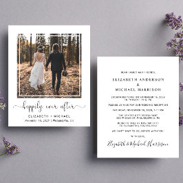 Happily Ever After Bruiloftsreceptie Foto Uitnodig